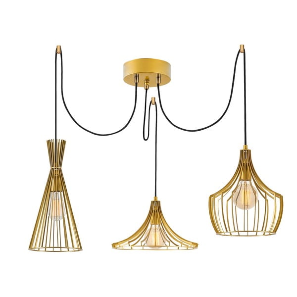 Lustră aurie cu abajur din metal Mezopotamya – Opviq lights-image-2