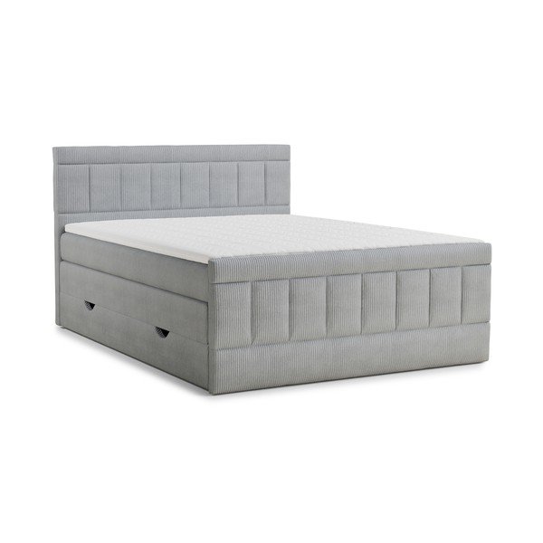 Pat boxspring gri cu spațiu de depozitare 160x200 cm Caya – Maison de Rêve