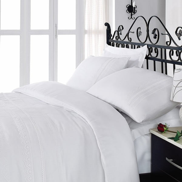 Lenjerie de pat cu cearșaf White Elegant, 200 x 220 cm