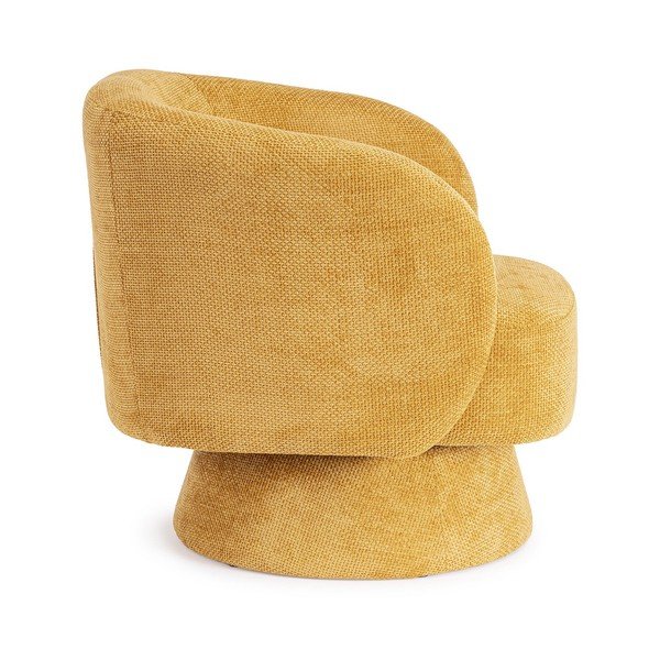 Fotoliu galben muștar pivotant cu tapițerie din chenille Julienne – Bizzotto-image-3