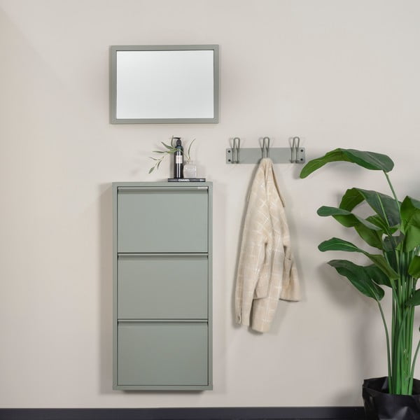 Pantofar verde prăfuit cu deschidere înclinată din metal 50x103x15 cm Billy – Spinder Design-image-1