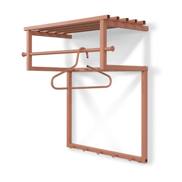 Cuier de perete roz somon  cu raft din metal Rizzoli – Spinder Design