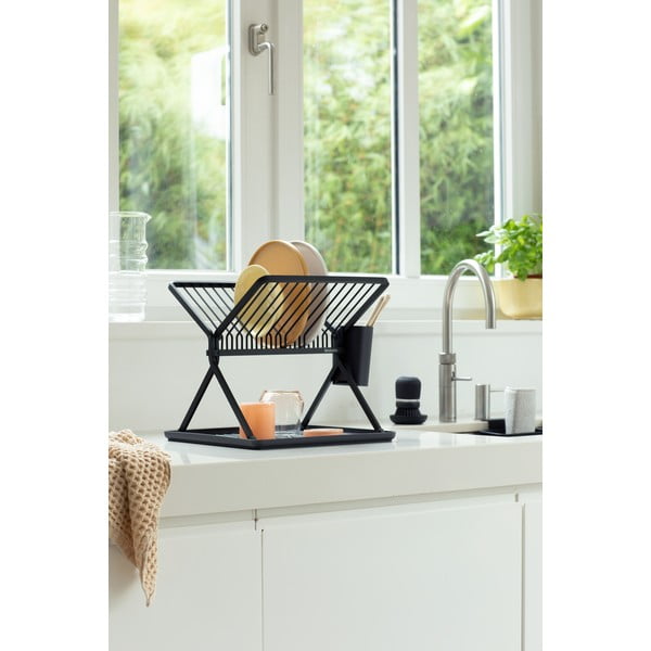 Scurgător de vase gri închis cu două nivele din metal 37x33 cm – Brabantia-image-1