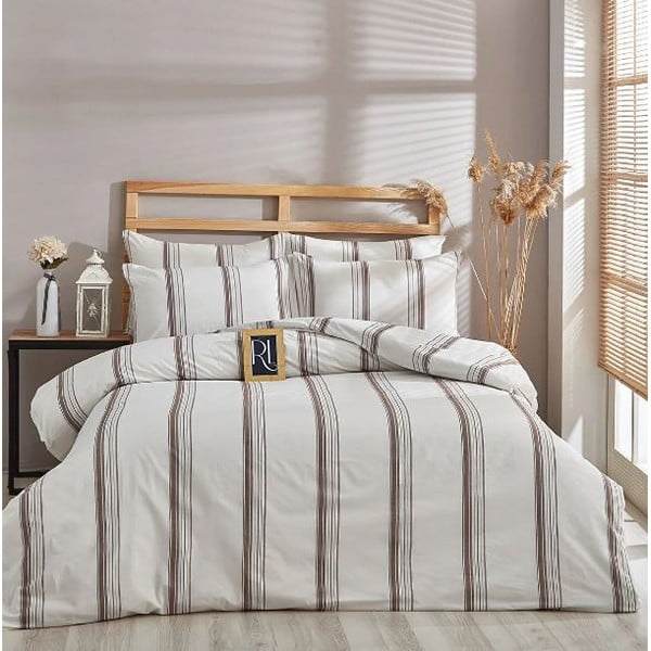 Lenjerie de pat maro-bej din bumbac pentru pat dublu-extinsă 200x220 cm – Mila Home