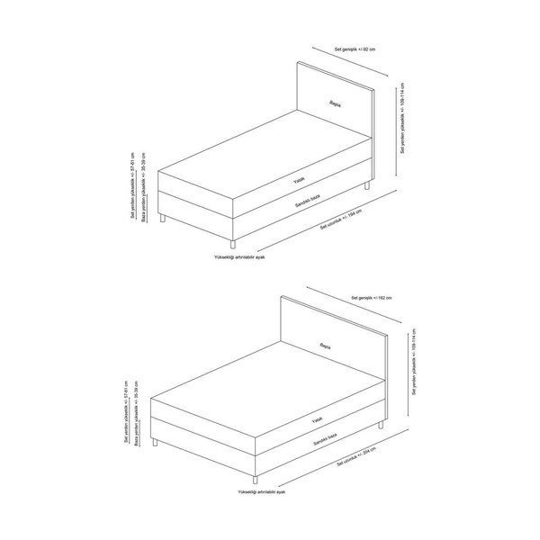 Pat matrimonial bej tapițat cu spațiu de depozitare cu somieră 160x200 cm Safir – Kalune Design-image-3