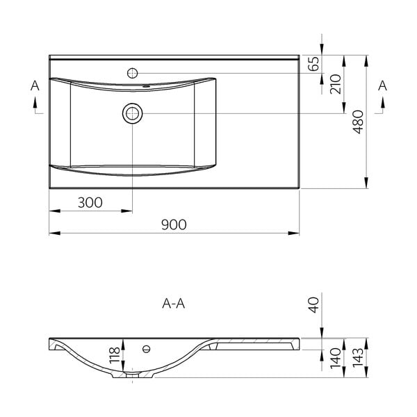 Chiuvetă albă din compozit mineral 90x48 cm Luciola – Sapho-image-4