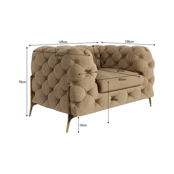 Fotoliu maro deschis cu tapițerie din catifea Chelsea Bis – Ropez-image-3