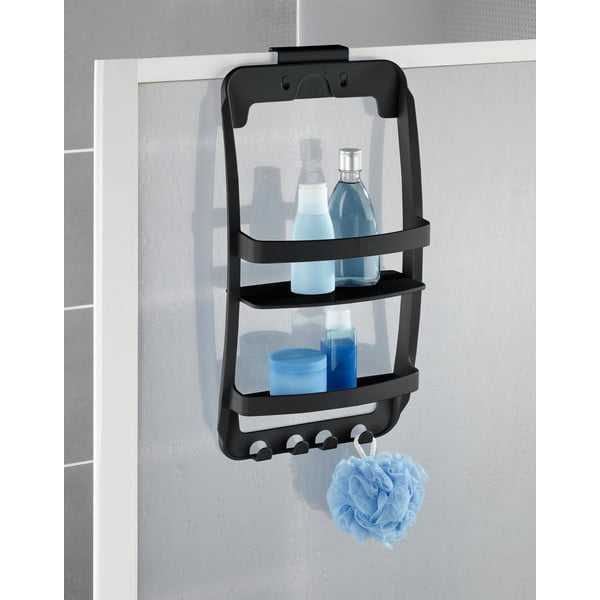 Raft pentru baie negru de agățat, autoadeziv din plastic Universal – Wenko-image-1