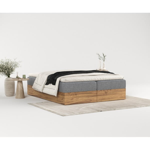 Pat boxspring gri/în culoare naturală cu spațiu de depozitare 160x200 cm Faro – Maison de Rêve-image-4