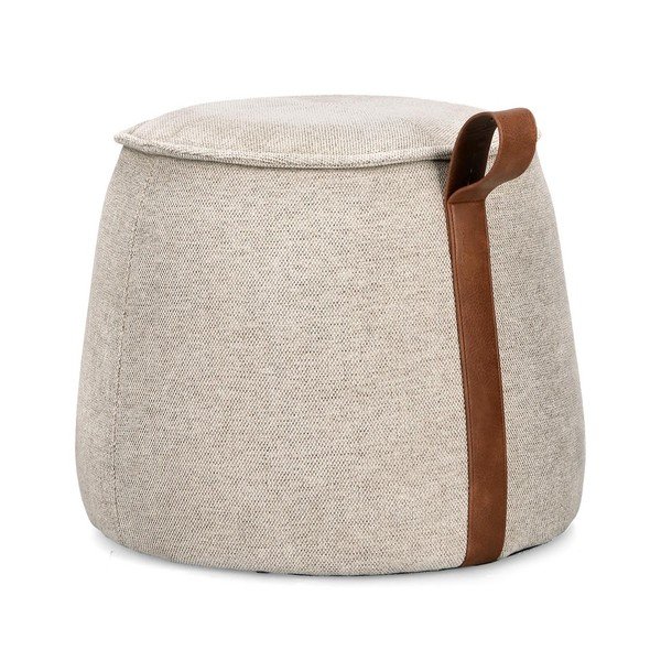 Puf grej cu tapițerie din chenille Anila – Bizzotto