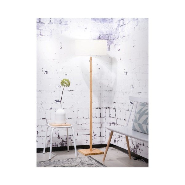 Lampadar din lemn de bambus Good&Mojo Fuji, abajur alb-image-4