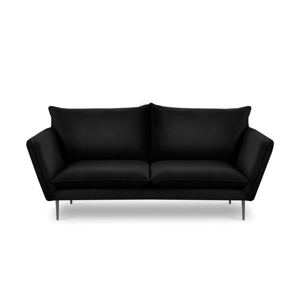 Canapea cu 3 locuri din catifea Mazzini Sofas Acacia, lungime 205 cm, negru