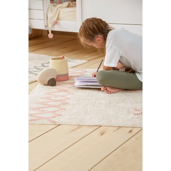 Covor roz/crem lavabil/țesut manual din bumbac 120x160 cm Atlas Natural – Lorena Canals-image-1