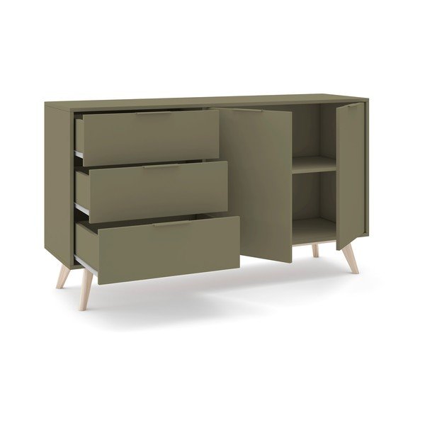 Comodă verde cu aspect mat 140x81x40 cm Campus – Marckeric-image-3