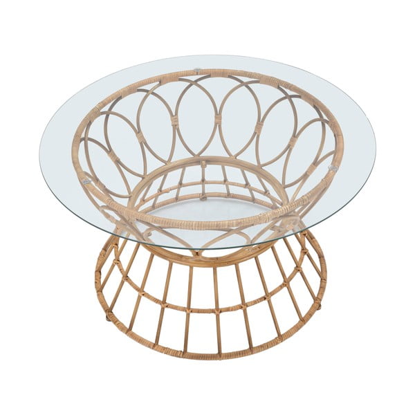 Măsuță de cafea în culoare naturală rotundă cu blat din sticlă ø 75 cm Panama – Mauro Ferretti-image-2