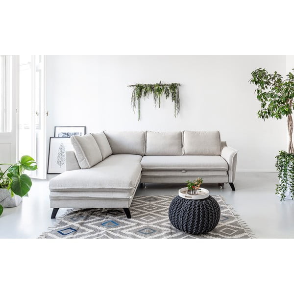 Colțar extensibil cu șezlong pe partea stângă Miuform Charming Charlie L, bej deschis-image-1