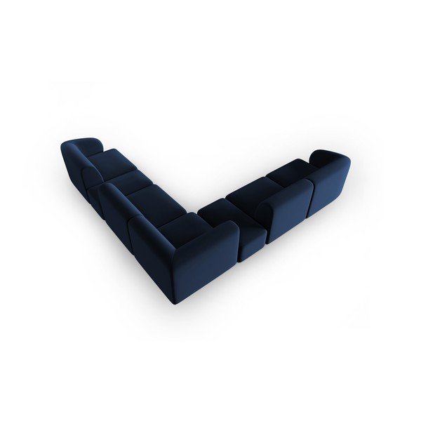 Colțar albastru cu tapițerie din catifea Paolo – Milo Casa-image-3