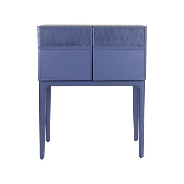 Comodă albastră cu aspect de lemn de stejar 80x100x45 cm June – Zuiver