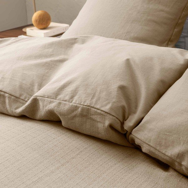 Lenjerie de pat în culoare naturală din bumbac pentru pat dublu cu 3 piese 240x220 cm Clara – douceur d'intérieur-image-1