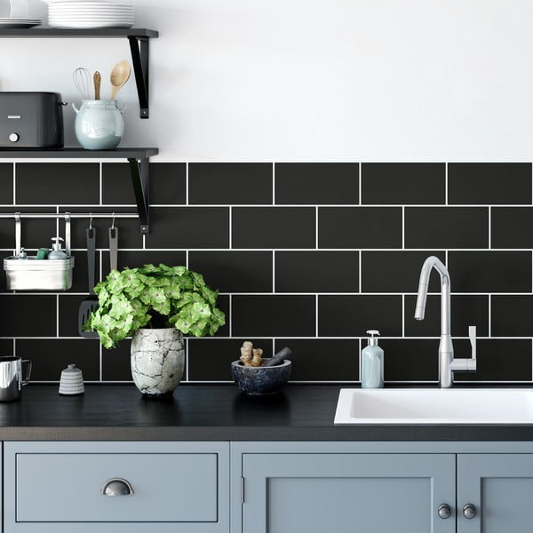 Autocolante pentru gresie 30 buc. 20x10 cm Subway Tiles Black – Ambiance-image-1