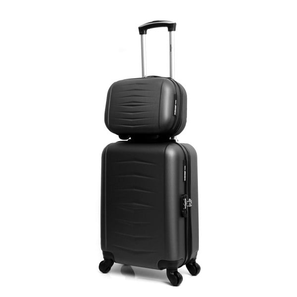 Set 2 geamantane cu roţi Infinitif Oviedo, negru-image-2