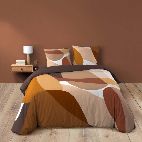 Lenjerie de pat maro din bumbac pentru pat dublu cu 3 piese 200x200 cm Boogie – douceur d'intérieur-image-4