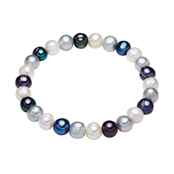 Brățară din perle Chakra Pearls, 19 cm, albastru-alb