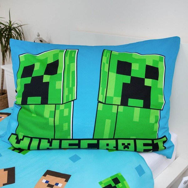 Lenjerie de pat fosforescentă pentru copii din bumbac pentru pat de o persoană 140x200 cm Minecraft "Jungle Fight" – Jerry Fabrics-image-3