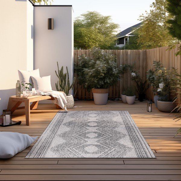 Covor de exterior gri/crem 80x150 cm Gemini – Elle Decoration-image-1