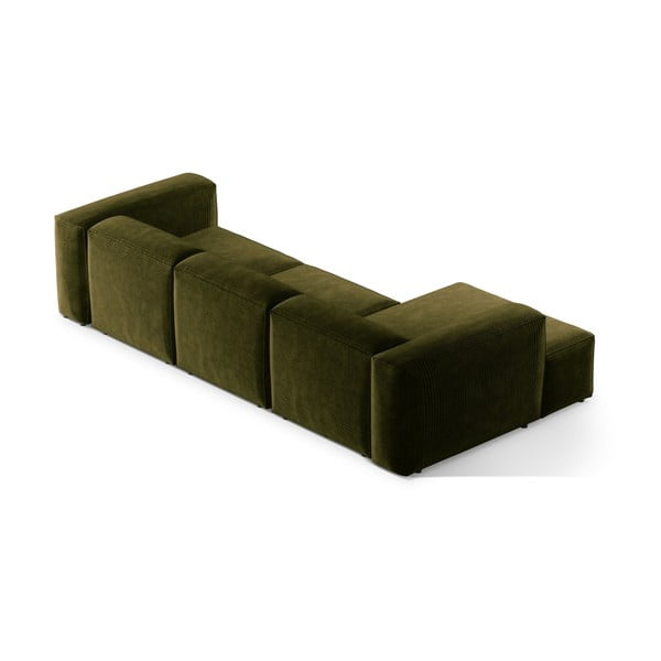 Colțar verde cu tapițerie din catifea reiată  (cu colț pe partea stângă/cu șezlong) Bergamo – Cosmopolitan Design-image-4