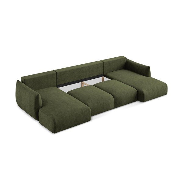 Colțar verde extensibil cu tapițerie din chenille (în formă de "U") Leila – Makamii-image-4