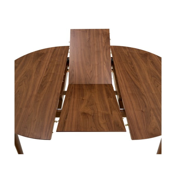 Masă de dining rotundă extensibilă cu aspect de lemn de nuc cu blat suplimentar ø 115 cm Montreux – Actona-image-4