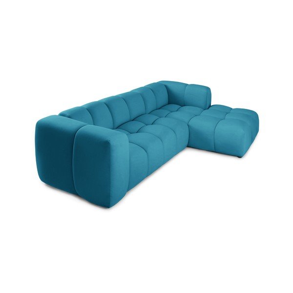 Colțar turcoaz cu tapițerie din catifea (cu colț pe partea dreaptă, cu șezlong) Cube – Bonami Selection-image-3