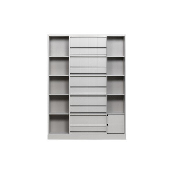 Bibliotecă gri deschis din lemn de pin cu ușă glisantă 150x200 cm Swing – WOOOD-image-4