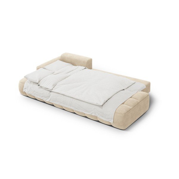 Colțar bej extensibil/cu spațiu de depozitare cu tapițerie din catifea (cu colț pe partea stângă/cu șezlong) Linz – Cosmopolitan Design-image-4