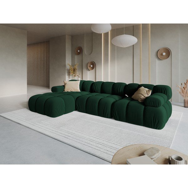 Canapea verde cu tapițerie din catifea 285 cm Bellis – Micadoni Home-image-1