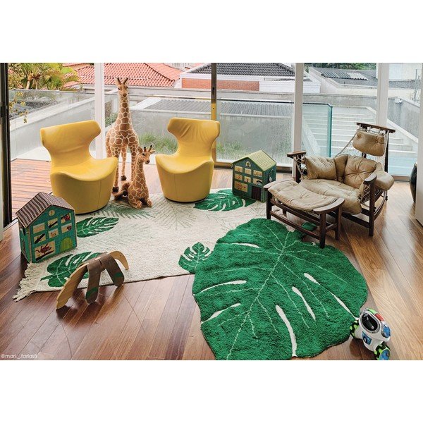 Covor pentru copii verde închis lavabil/țesut manual din bumbac 120x180 cm Monstera Leaf – Lorena Canals-image-4