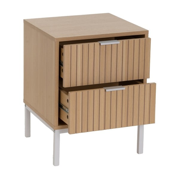 Noptieră în culoare naturală cu aspect de lemn de stejar Mid-Lines – Casa Selección-image-1