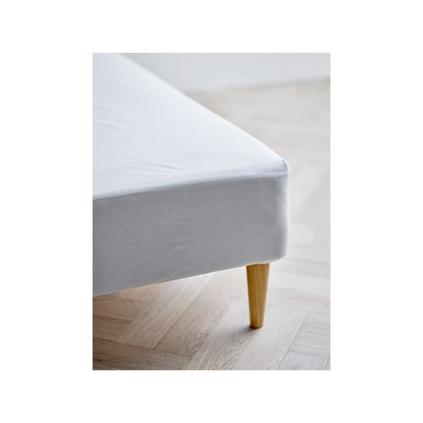 Cearceaf alb din bumbac organic cu elastic 140x200 cm Calm – Södahl-image-1