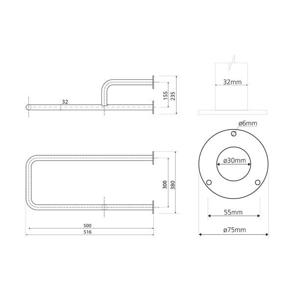 Mâner de siguranță pentru baie de montat pe perete din oțel inoxidabil 52 cm Handicap Right – Sapho-image-2