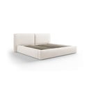 Pat matrimonial bej tapițat cu spațiu de depozitare și somieră  180x200 cm Arendal – Cosmopolitan Design