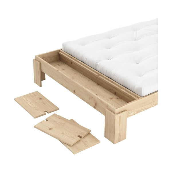 Pat matrimonial în culoare naturală din lemn de pin cu somieră 160x200 cm Layers – Karup Design-image-3