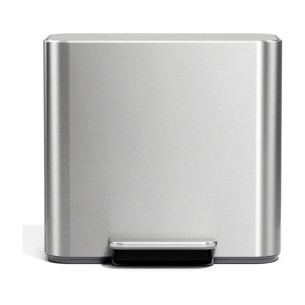 Coș de gunoi argintiu mat pentru reciclare/cu pedală din oțel inoxidabil 15 l Dual Mini – simplehuman-image-3