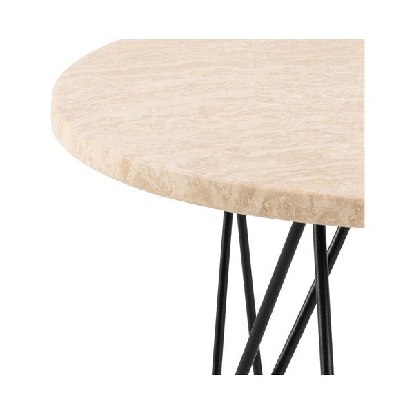 Măsuță auxiliară rotundă cu blat cu aspect de marmură ø 55 cm Prunus – Actona-image-4