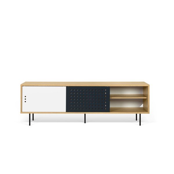 Comodă TV TemaHome Dann Dots, decor stejar cu detalii alb-negru, lungime 201 cm-image-4