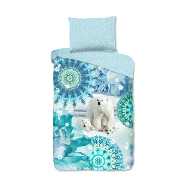 Lenjerie de pat albastră din flanelă pentru pat de o persoană 140x200 cm Seppo – HIP