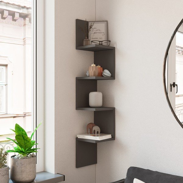 Bibliotecă de perete gri închis 22x117 cm Laura – Kalune Design-image-1