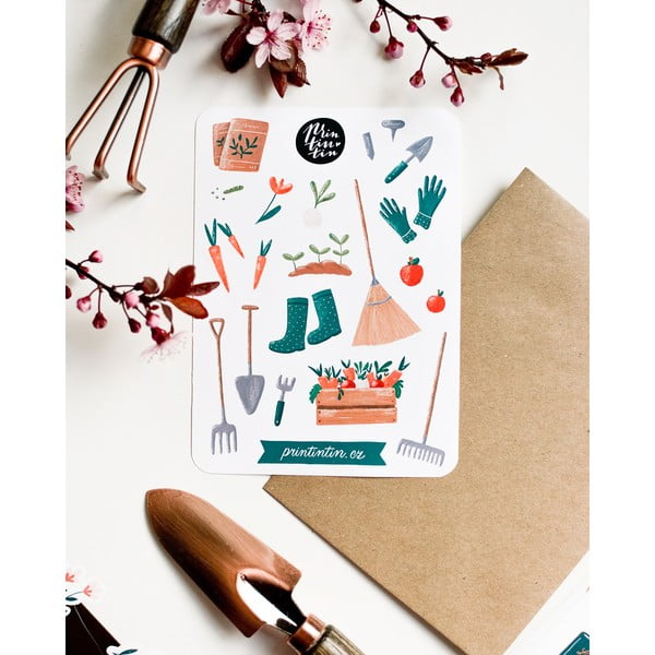 Foaie de autocolante din vinil Printintin, 10,5 cm x 14,5 cm, grădină-image-1