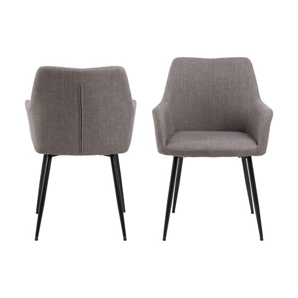 Set de scaune de sufragerie gri deschis cu cotiere 2 buc. tapițat Lizzy – Actona-image-2