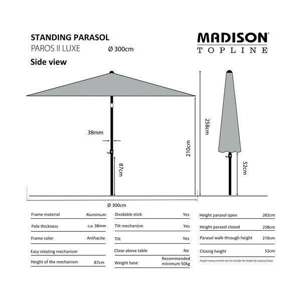 Umbrelă de soare bej ø 300 cm Paros II - Madison-image-1